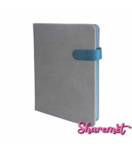 Termo Deri Kapaklı ( 15 x 21 cm ) Gri Mıknatıs ve Kenarları Boyalı Mıknatıslı Defter